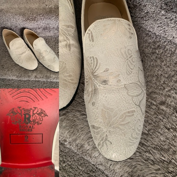 Men's Cream Floral Slip-Ons - Picture 1 of 1